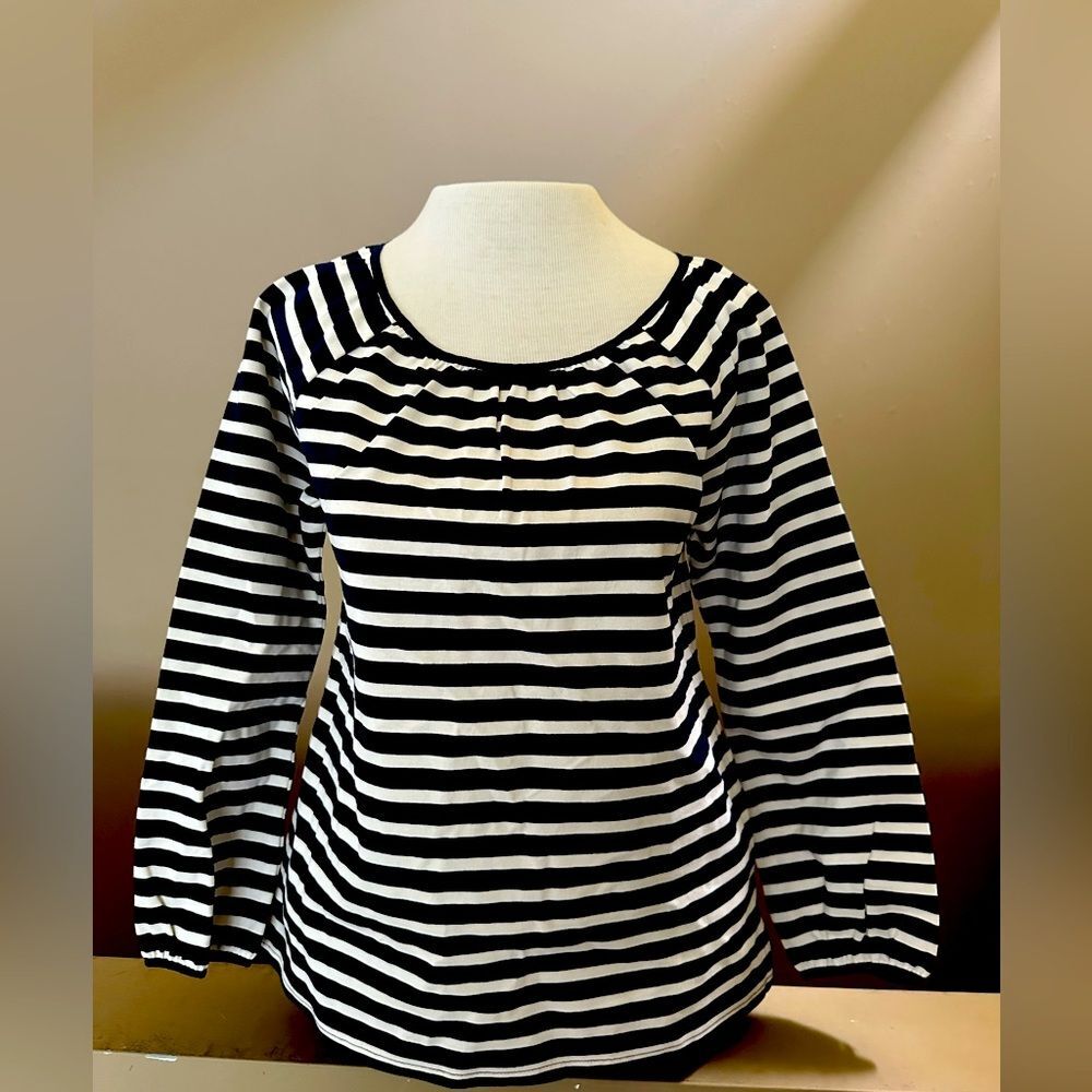 NWT J. Crew Navy and Cream striped cotton top